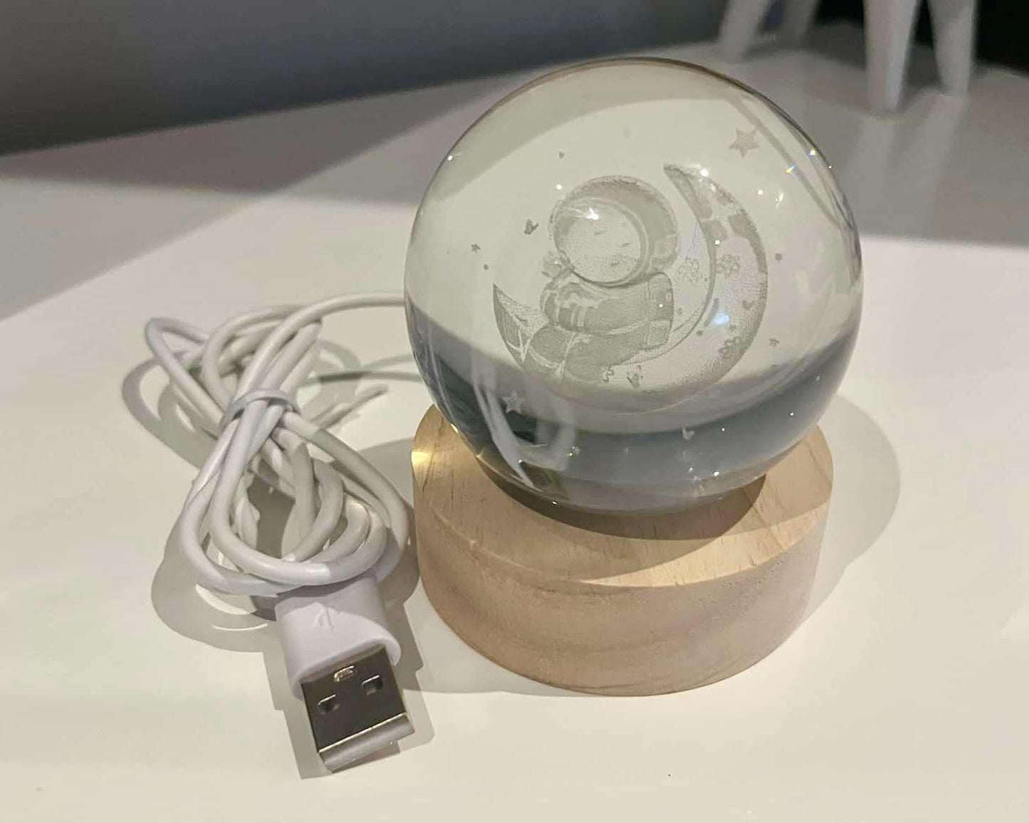 3D Light Up Astronaut With Rose Crystal Ball