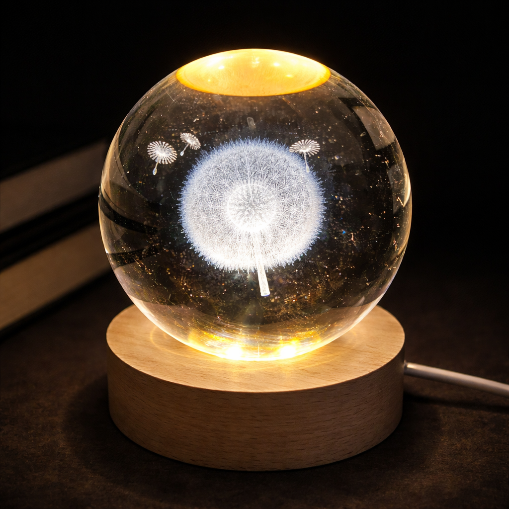 3D Light Up Dandelion Crystal Ball – Kelso Modern Home and Living