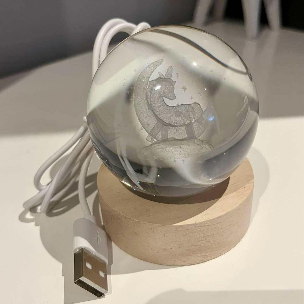 3D Light Up Unicorn Crystal Ball
