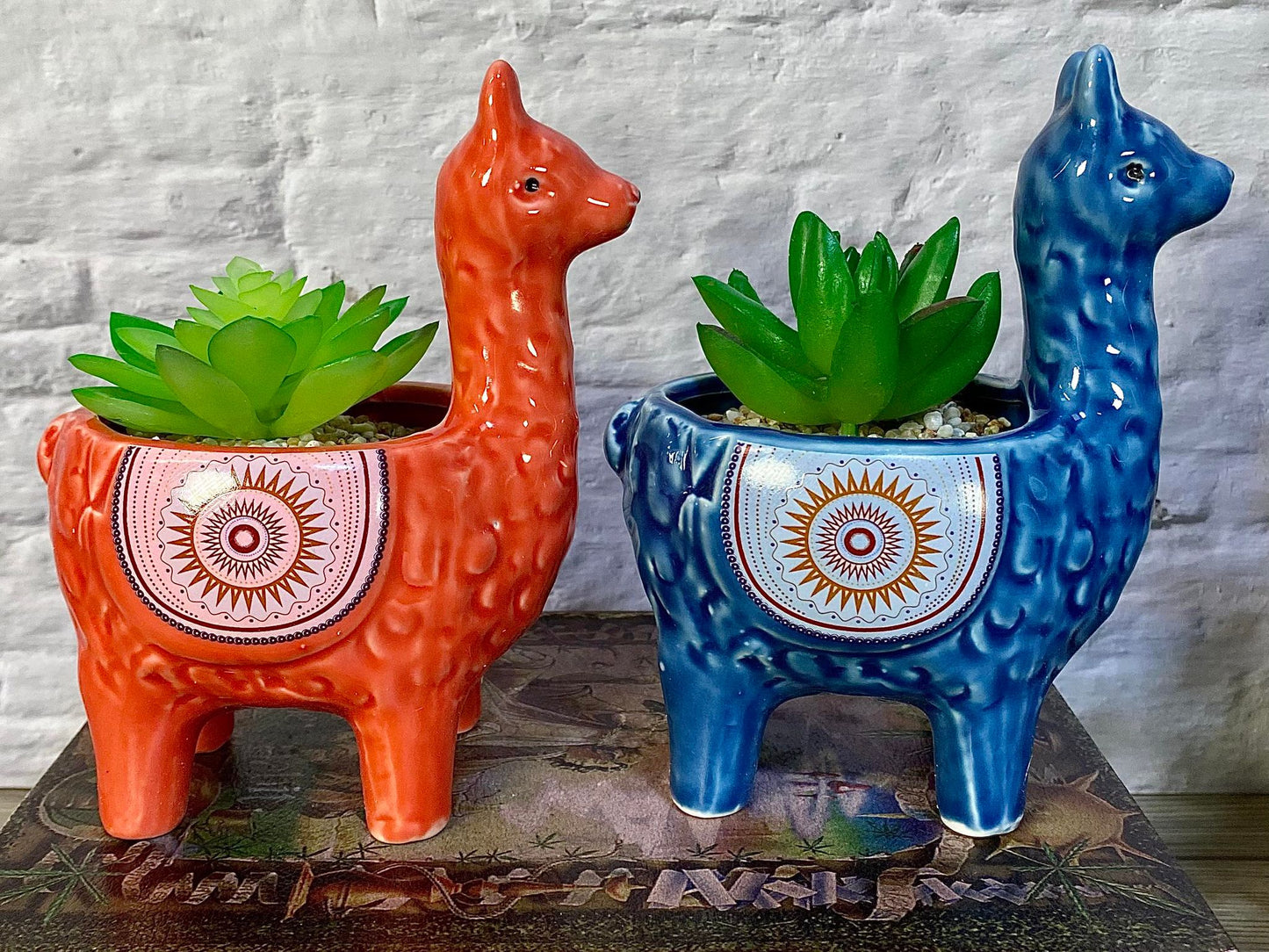 Ceramic Alpaca Llama Succulent Flower Plant Pots / Quirky Plant Pot / Indoor Office Home Decor / Cute Animal Planters House Warming Gift