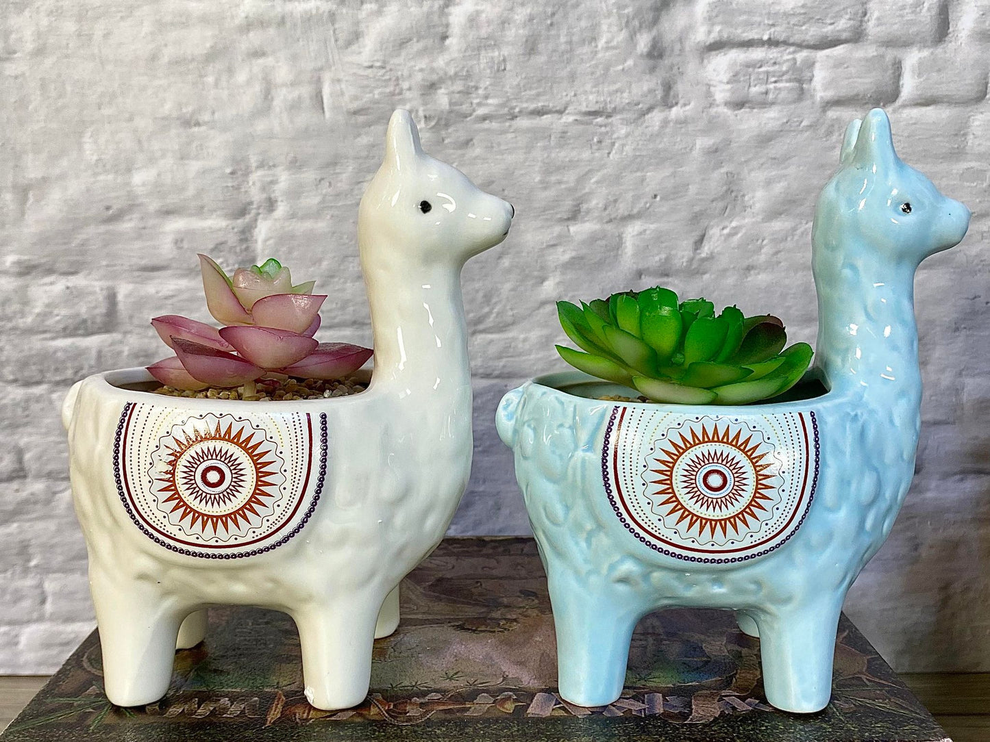 Ceramic Alpaca Llama Succulent Flower Plant Pots / Quirky Plant Pot / Indoor Office Home Decor / Cute Animal Planters House Warming Gift