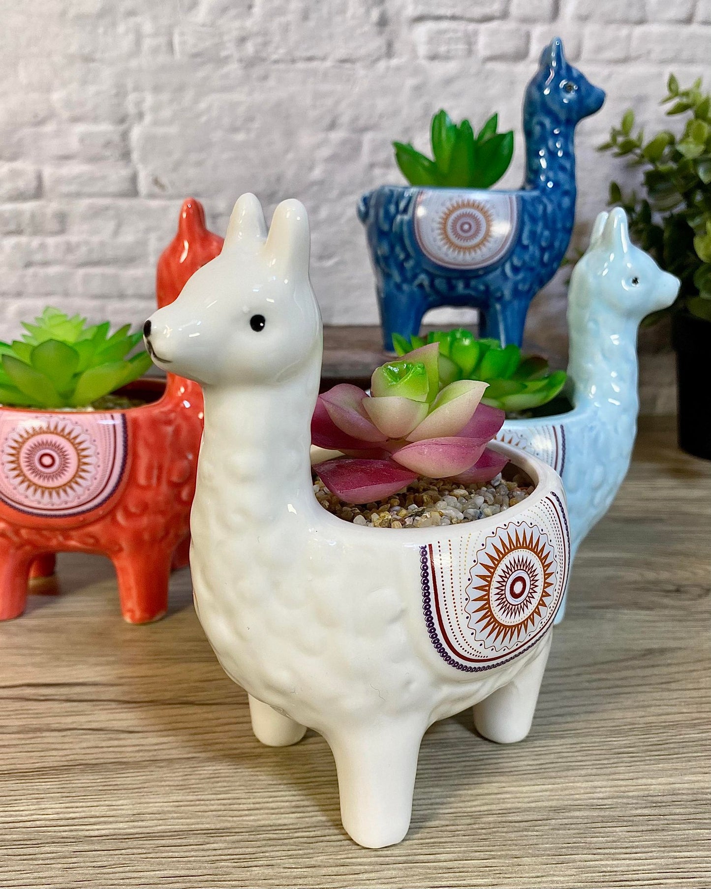 Ceramic Alpaca Llama Succulent Flower Plant Pots / Quirky Plant Pot / Indoor Office Home Decor / Cute Animal Planters House Warming Gift