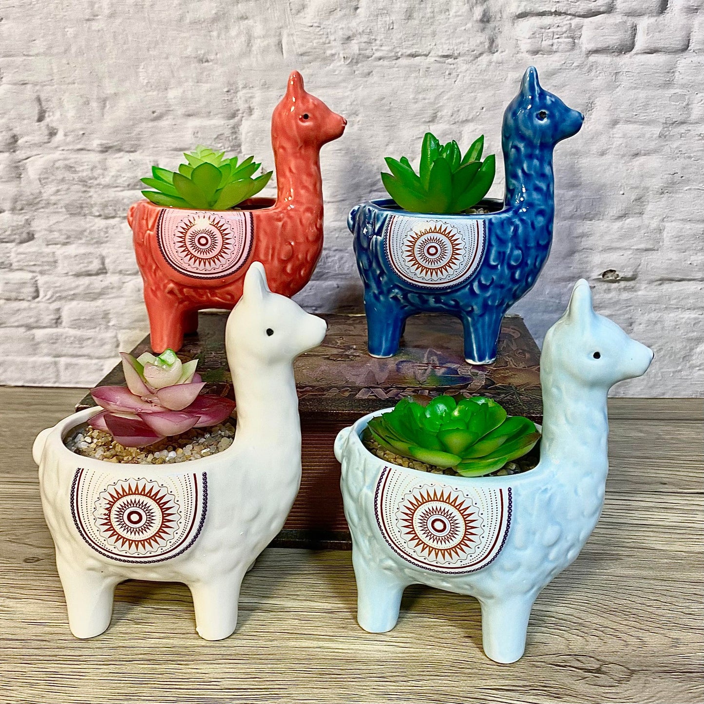 Ceramic Alpaca Llama Succulent Flower Plant Pots / Quirky Plant Pot / Indoor Office Home Decor / Cute Animal Planters House Warming Gift