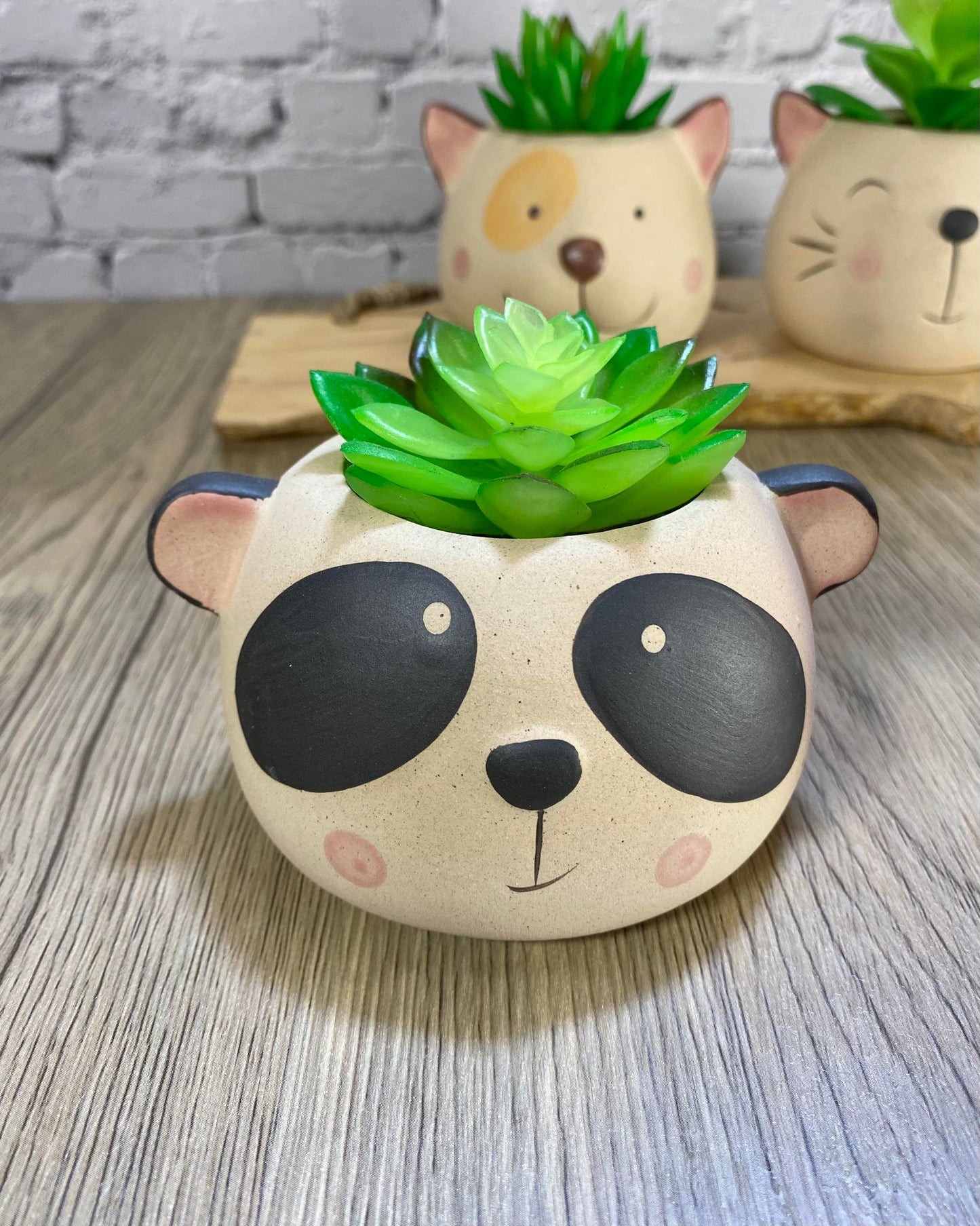 Animal Head Ceramic Succulent Planters / Cute Animal Plant Pots / Round Desk Office Home Decor / Gift