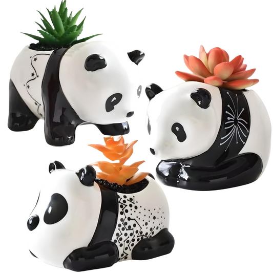 Ceramic Panda Succulent Plant Pots / Small Desktop Plant Pot / Indoor Office Home Decor / Cute Animal Planters House Warming Gift