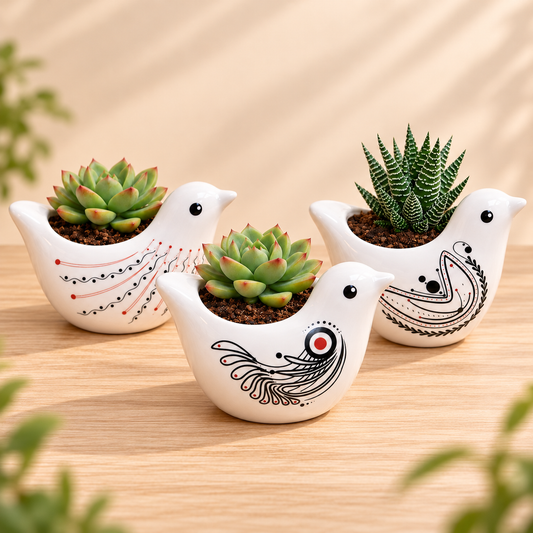 White Bird Succulent Plant Pots