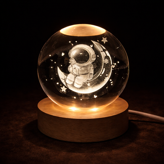 3D Light Up Astronaut With Rose Crystal Ball
