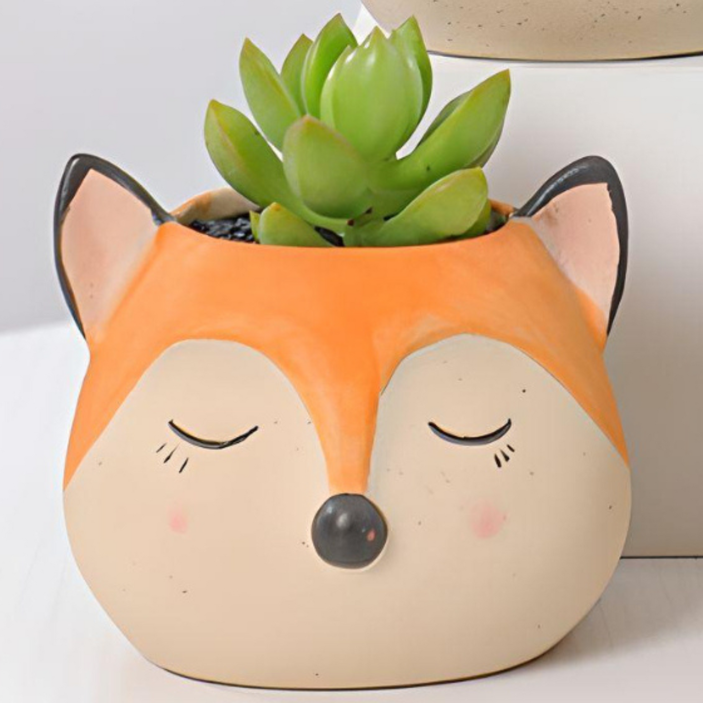 Animal Head Ceramic Succulent Planters / Cute Animal Plant Pots / Round Desk Office Home Decor / Gift