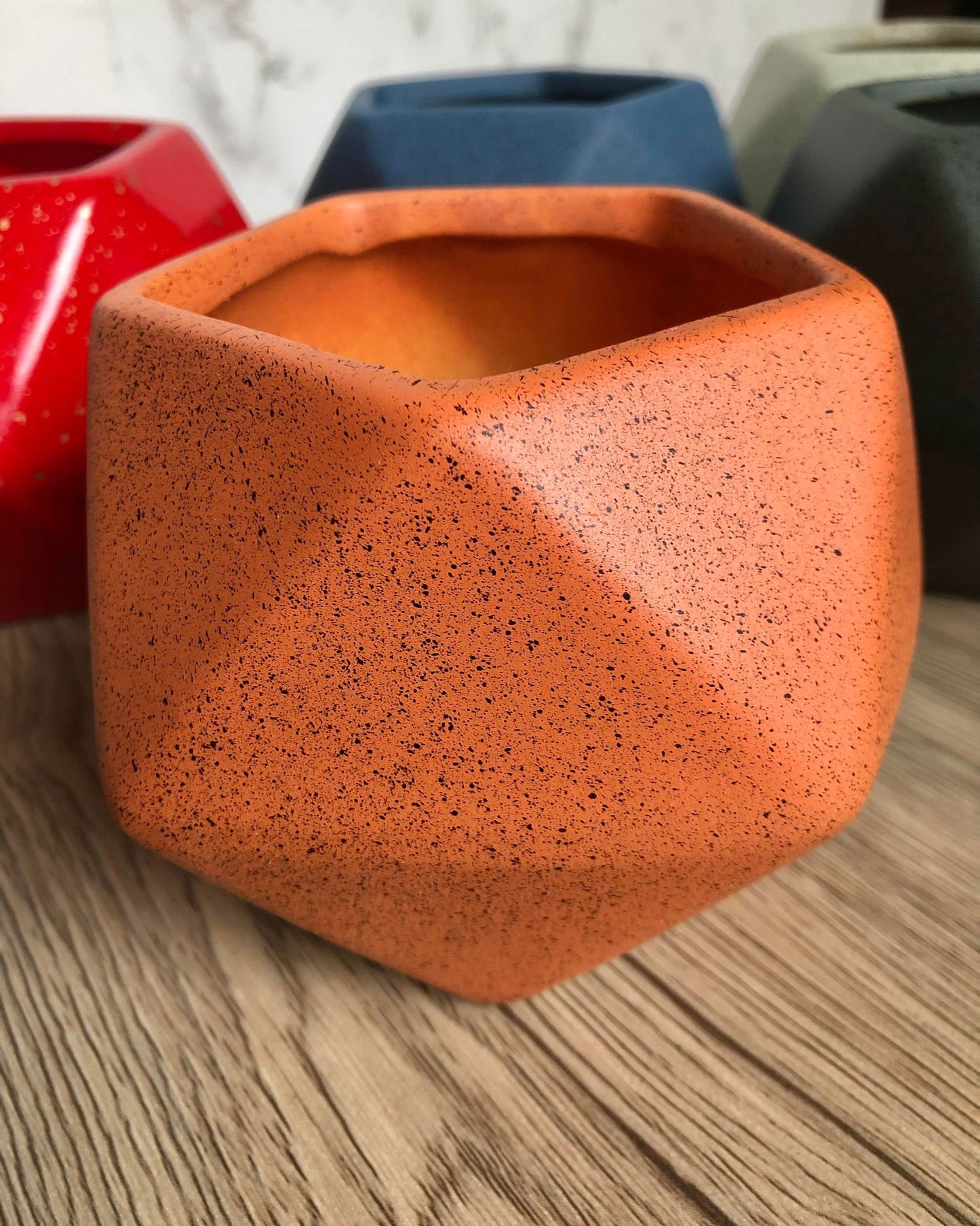 Ceramic Geometric Plant Pots / Indoor Contemporary Modern Planters / Desktop Plant Pot / Indoor Office Home Decor / Gift Idea