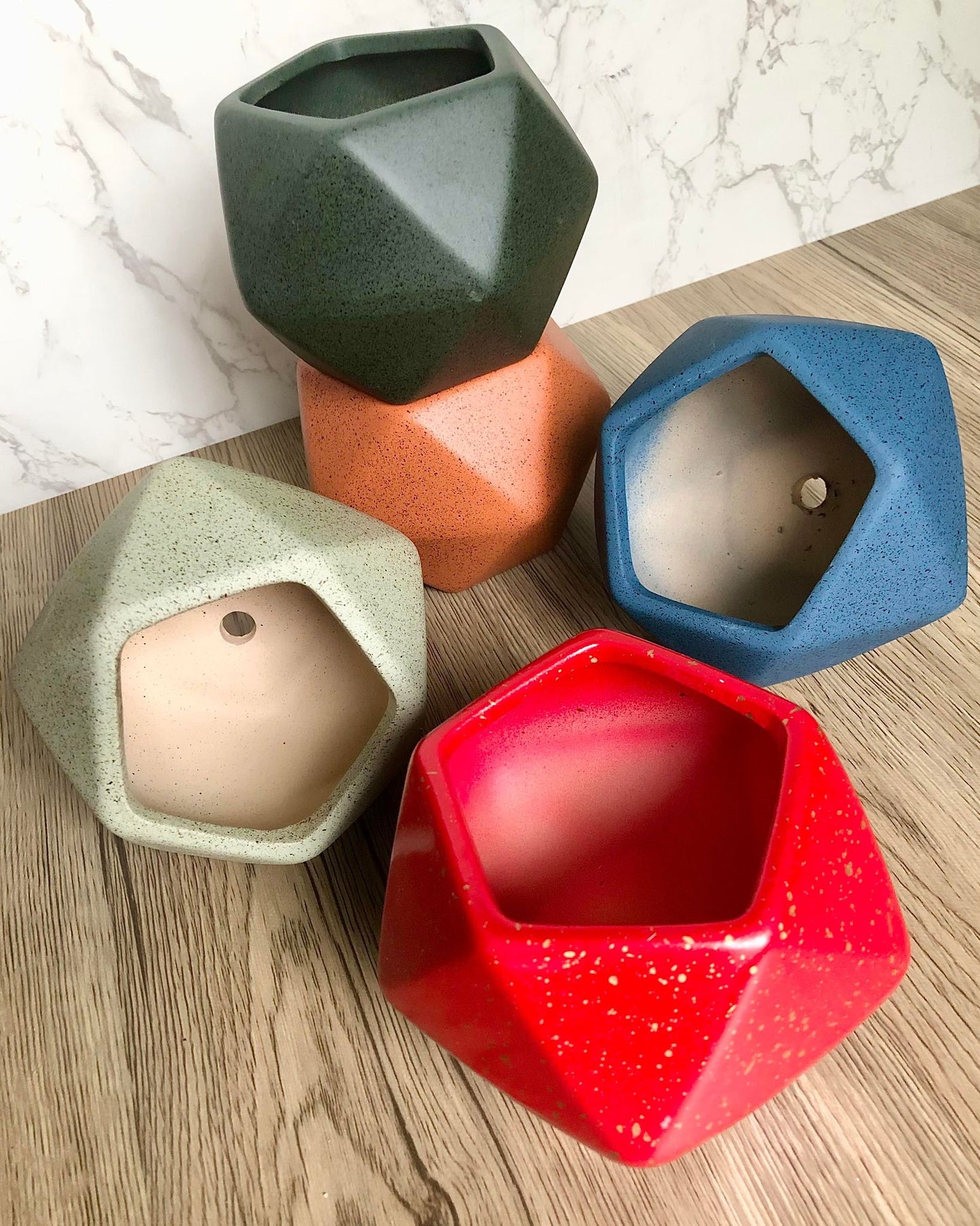 Ceramic Geometric Plant Pots / Indoor Contemporary Modern Planters / Desktop Plant Pot / Indoor Office Home Decor / Gift Idea