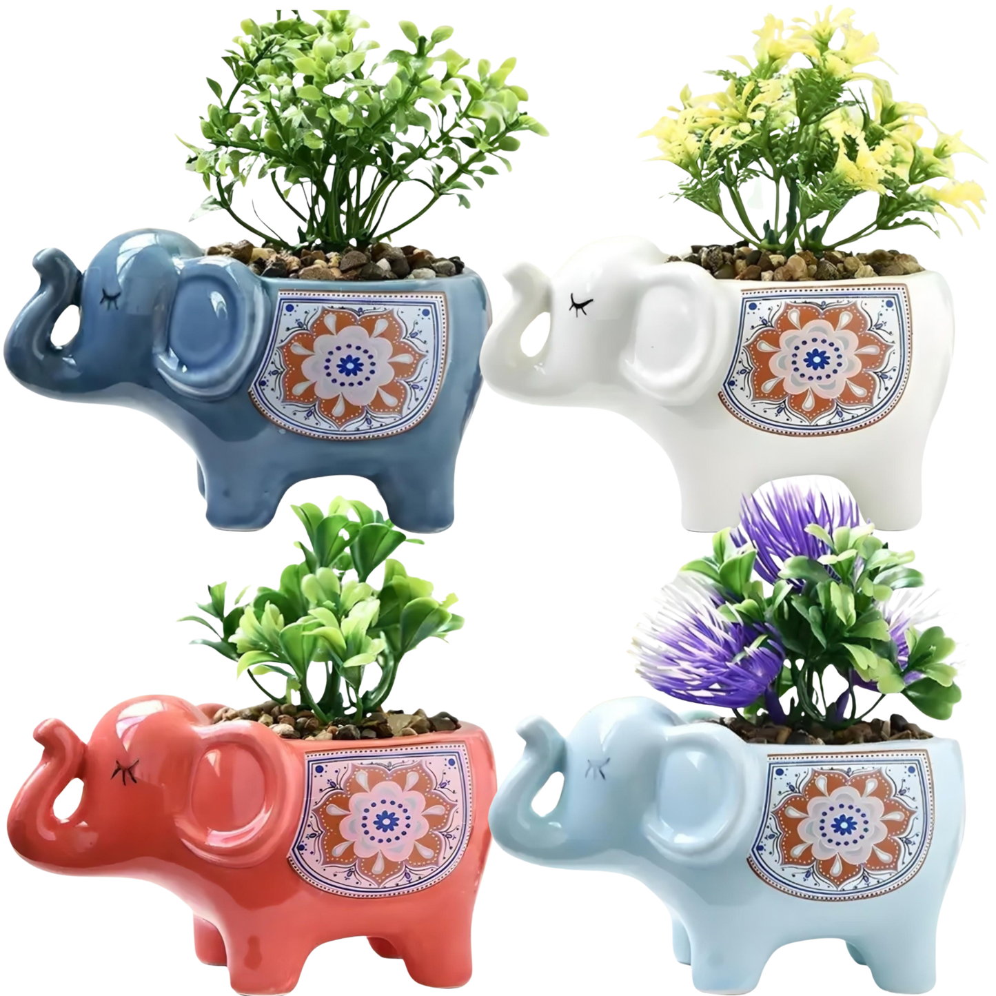 Ceramic Elephant Succulent Flower Plant Pots / Desktop Plant Pot / Indoor Office Home Decor / Cute Animal Planters House Warming Gift