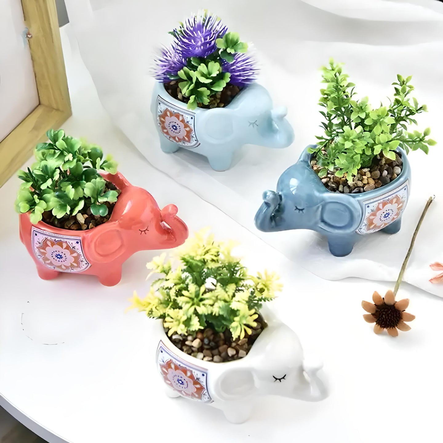 Ceramic Elephant Succulent Flower Plant Pots / Desktop Plant Pot / Indoor Office Home Decor / Cute Animal Planters House Warming Gift