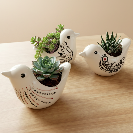 White Bird Succulent Plant Pots
