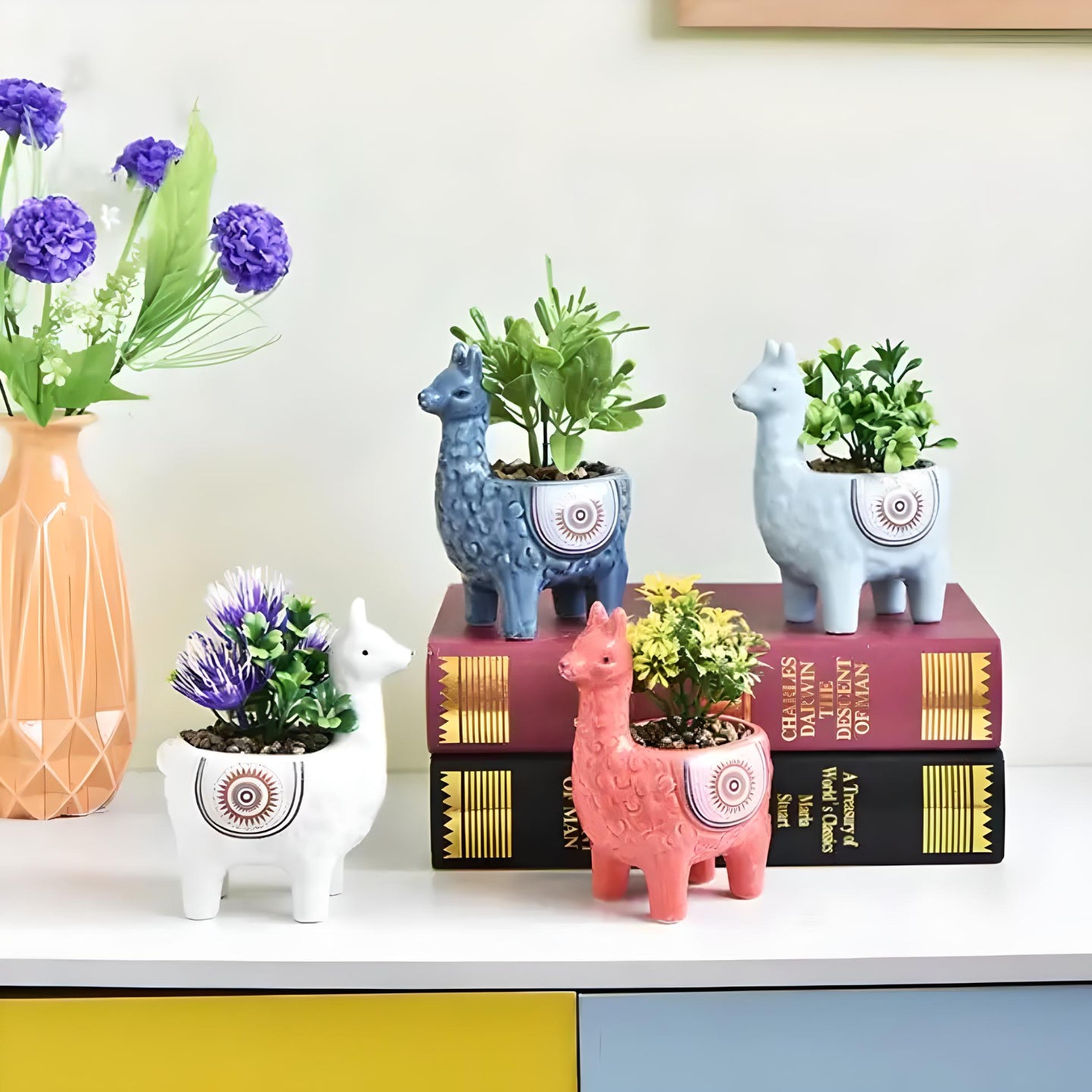 Ceramic Alpaca Llama Succulent Flower Plant Pots / Quirky Plant Pot / Indoor Office Home Decor / Cute Animal Planters House Warming Gift